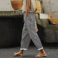 Women'S Retro Stripes Linen Blend Cozy Pants elevenforest