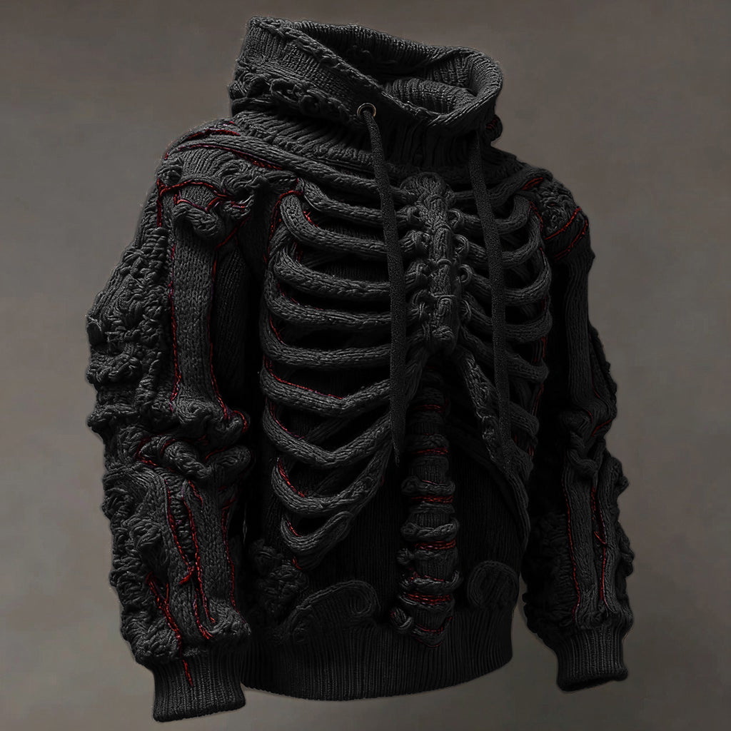 Vintage Halloween Anatomy Art Knit Hooded Sweater artswardrobe