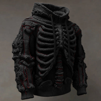 Vintage Halloween Anatomy Art Knit Hooded Sweater artswardrobe