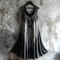 Vintage Raven Celtic Gradient 3d Graphics Linen Tank Dress elevenforest