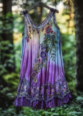 Vintage Violet Gradient Lace Art Linen Sleeveless Tank Top elevenforest