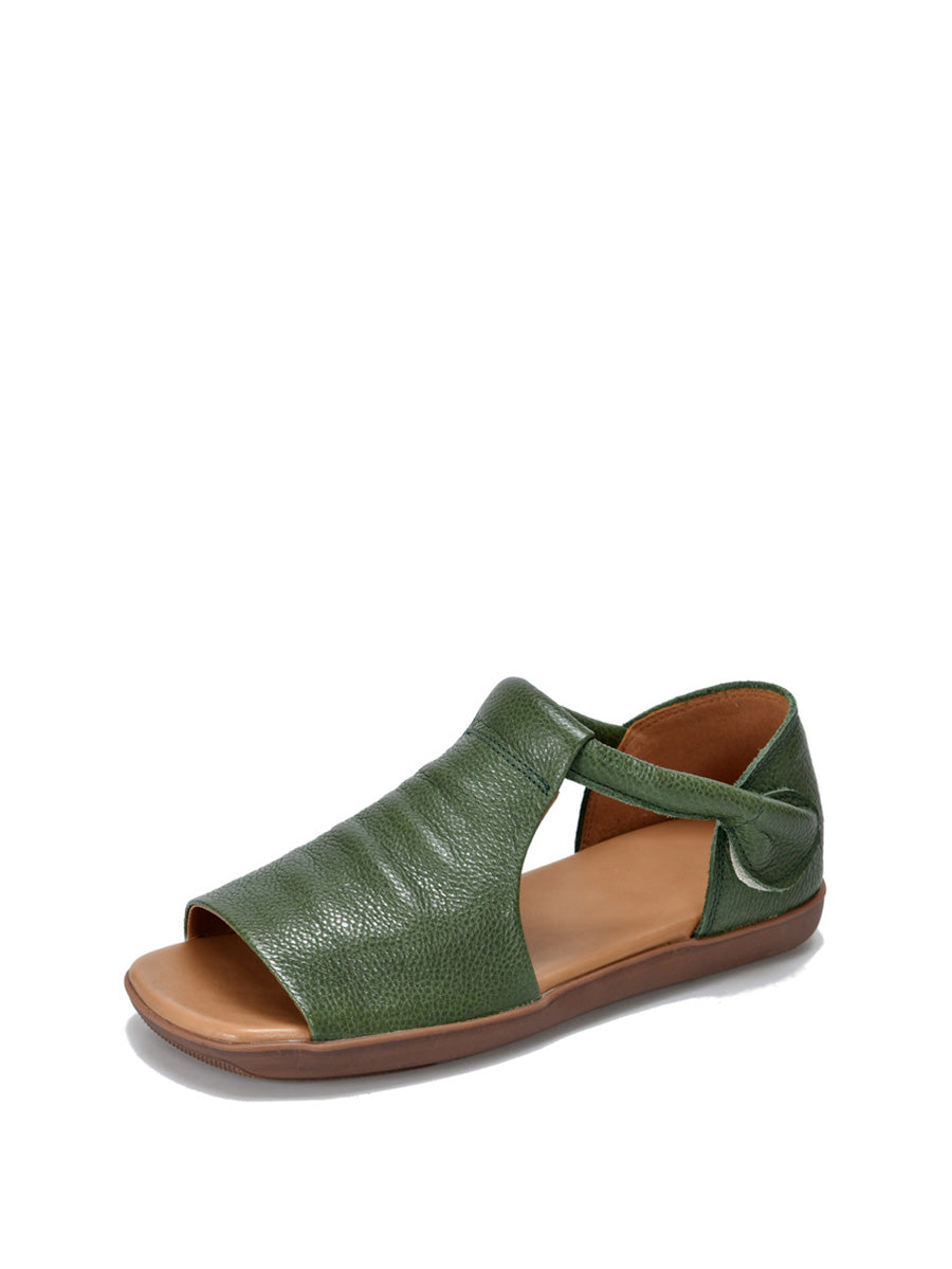 Summer Soft Leather Flat Sandals Cc003