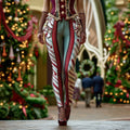Women's Christmas Candy Stripe Casual Leggings elevenforest