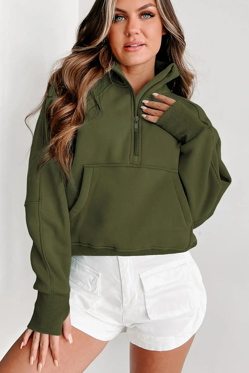 Green Ribbed Sweatshirt