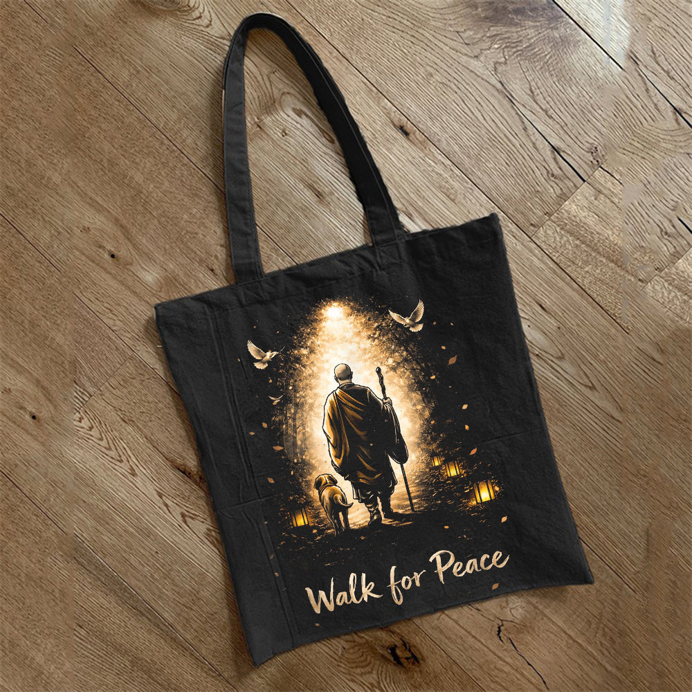 Comstylish Walk For Peace Monks With Aloka Dog Art Ecofriendly Tote Bag
