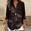 Comstylish Women'S Vintage Butterfly Art Print Casual Shirt