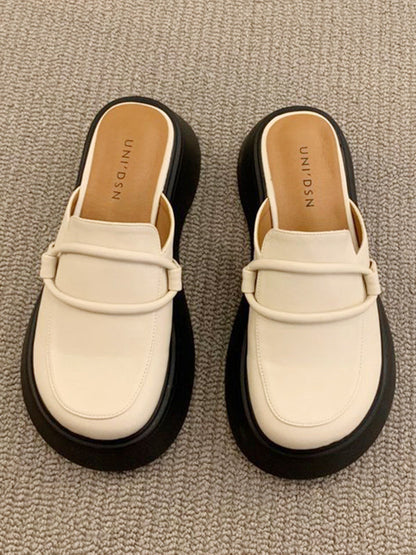Round-toe Loafers Platform Shoes Slippers&mules
