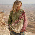 Vintage Retro Floral Embroidered Cozy Hooded Sweater elevenforest