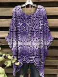 Women's Vintage Purple Mangled Pattern Round Neck Top