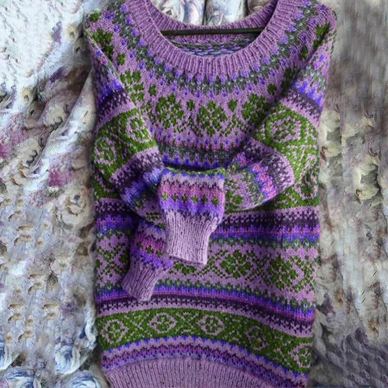 Vintage Crew Neck Long Sleeve Knit Loose Sweater elevenforest