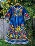Women's Casual Vintage Petrykivka Embroidered Dress elevenforest
