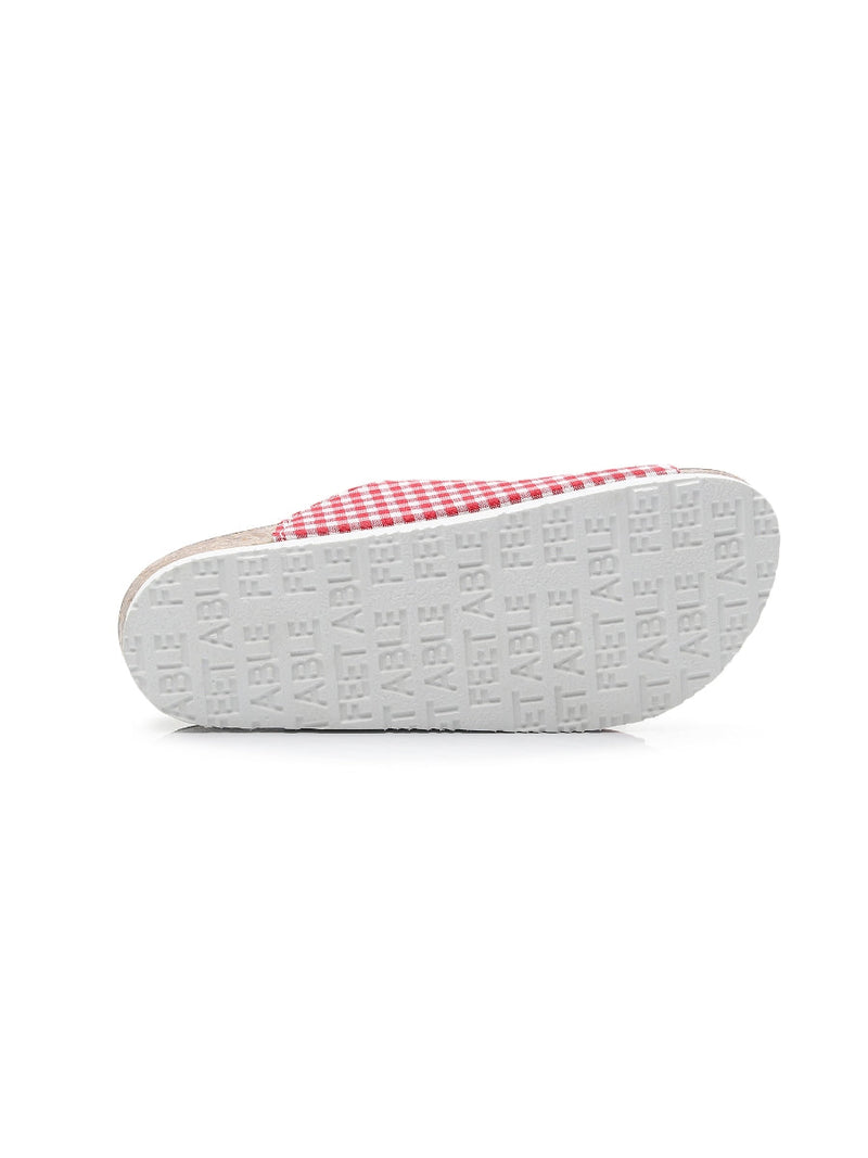Maibulun | Tartan Gingham Double-buckle Sandals Slides - Red