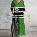 Vintage Stripe With Contrast Colors Art Pattern Women's Linen Dress elevenforest