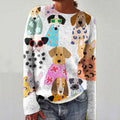Comstylish Women's  Dogs And Floral Art Cozy Sweater