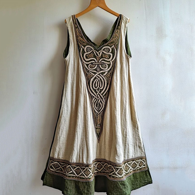 Vintage Viking Totem Linen Tank Dress elevenforest