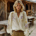 Women's Bohemian Floral V-neck Long-sleeved T-shirt elevenforest