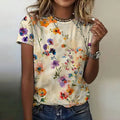 Comstylish Vintage Floral Art Casaul Short Sleeve T-shirt