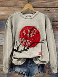 Sunrise Plum Blossom Japanese Art Comfy Sweatshirt elevenforest
