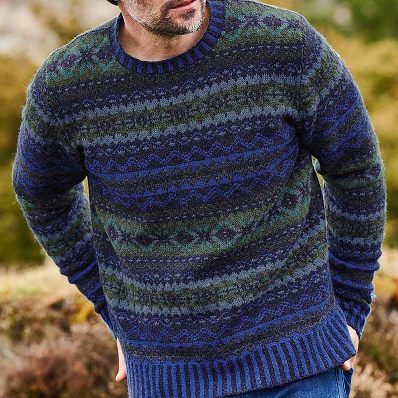 Vintage Brodie Knit Jacquard Crew Neck Sweater（Unisex） elevenforest