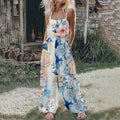 Women's Floral Patchwork Lace Linen Print Cotton Linen Jumpsuit elevenforest