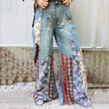 Boho Floral Patchwork Art Pattern Bottom Jeans elevenforest