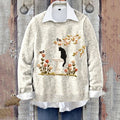 Comstylish Women's Floral And Cat Knitted Cozy Sweater