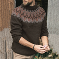 Men's Vintage Tourist Island Knit Jacquard Crew Neck Sweater elevenforest