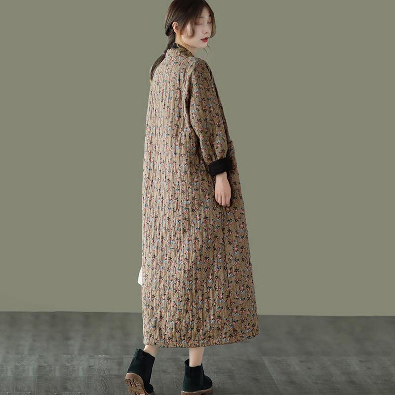 Retro Pocket Warm Long Cotton Coat