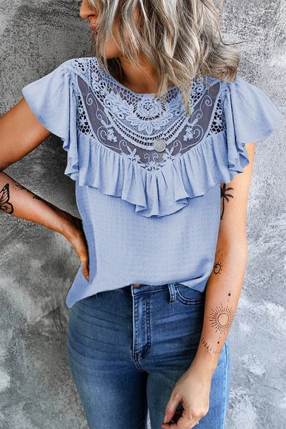 Flounce O Neck T-shirts(8 Colors)