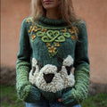 Fuzzy Sheep Floral Vintage Celtic Cozy Knit Sweater elevenforest