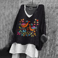 Women's Vintage Birds And Floral Embroidery Pattern Comfortable Shirt elevenforest