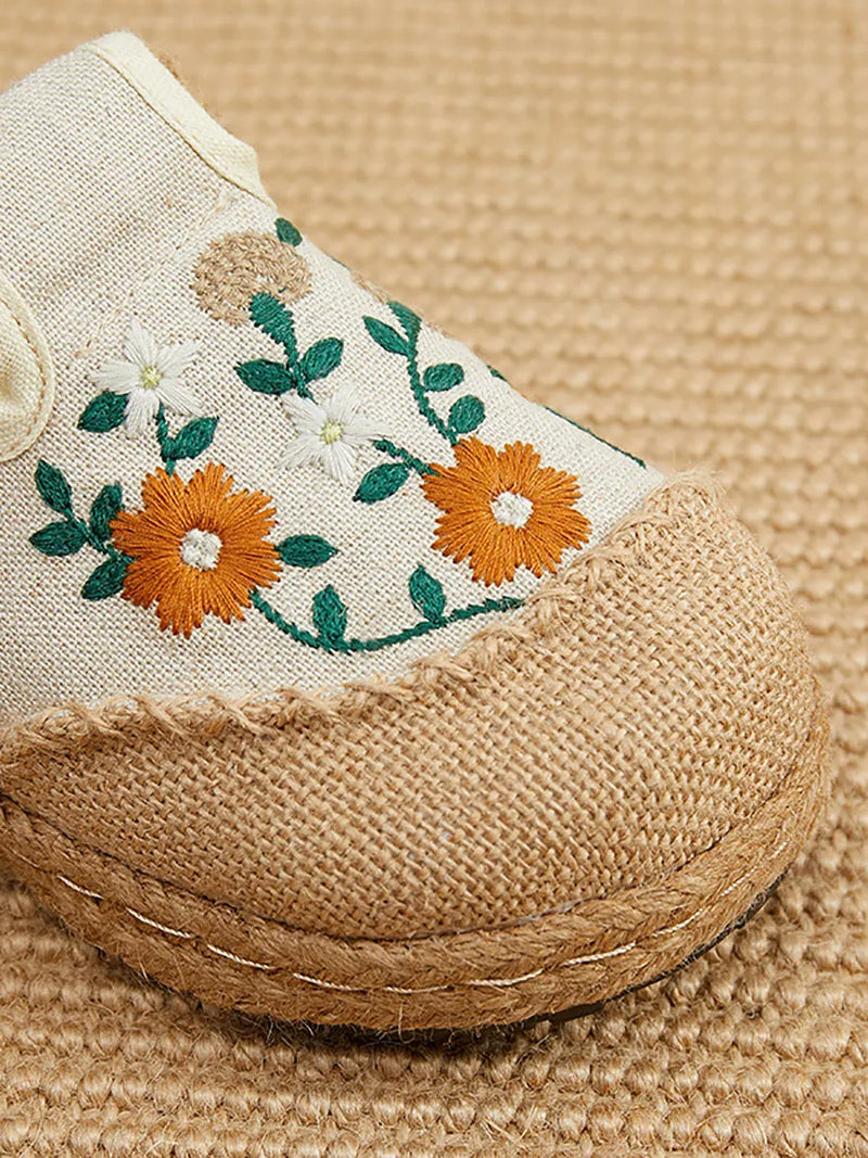 Summer Flower Embroidery Slippers Cc050