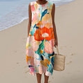 Women's Vintage Floral Print Sleeveless Casual Cotton Dress elevenforest