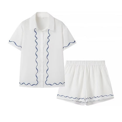 Summer Collared Short Cardigan Shirt Two Piece Suit – and Comfortable