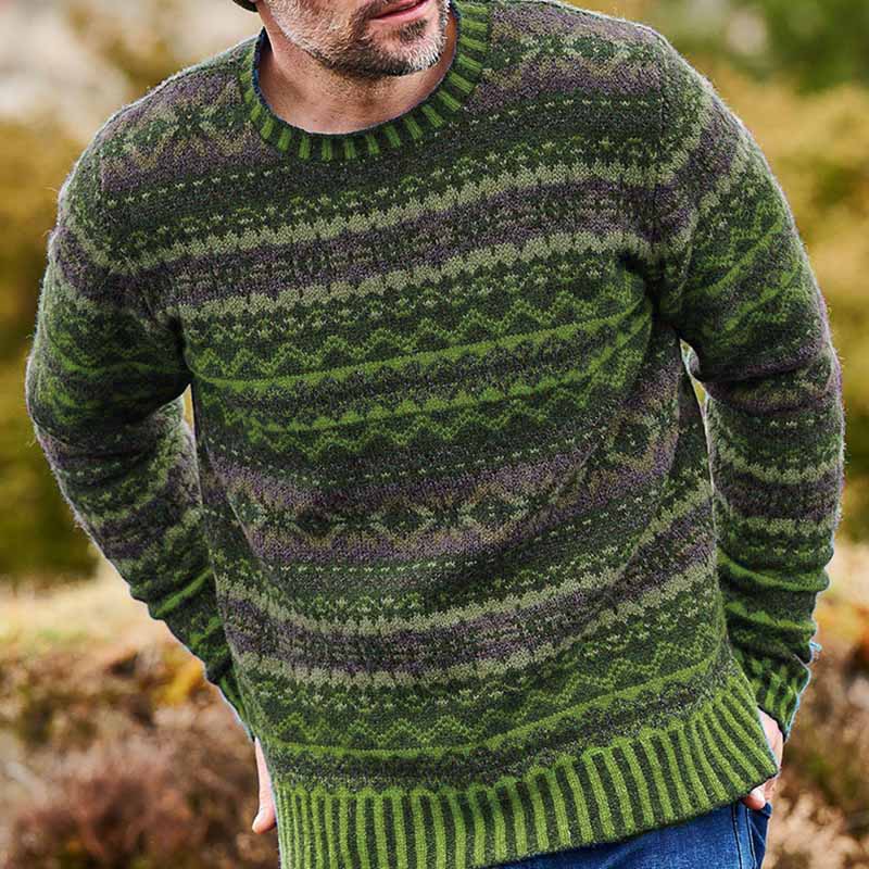Vintage Brodie Knit Jacquard Crew Neck Sweater（Unisex） elevenforest