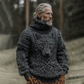 Men's Vintage Viking Wolf Pattern Knit Turtleneck Pullover Sweater elevenforest