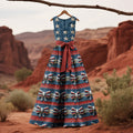 Women's Retro Independence Day Bow Print Sleeveless Dress elevenforest