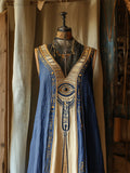 Eye Of Horus Ancient Egyptian Embroidered Flowy Linen Dress elevenforest