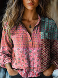 Women's Vintage Ethnic Floral Art Print Casual Long Sleeve Comfortable