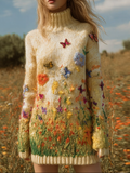 Secret Garden Retro High Neck Knit Sweater Dress elevenforest
