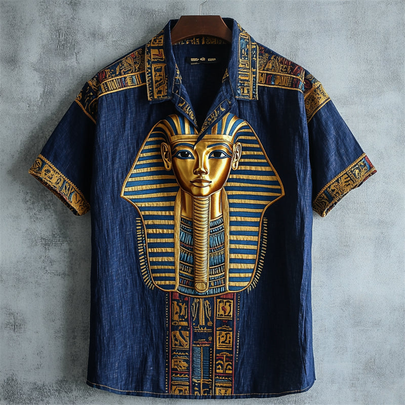 Sphinx Ancient Egyptian Embroidered Linen Shirt elevenforest