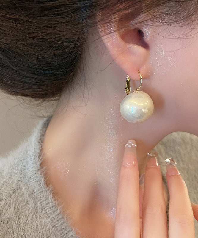 White Alloy Pearl Drop Earrings