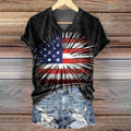 Women's Pentagram Art Print V-Neck Casual T-Shirt