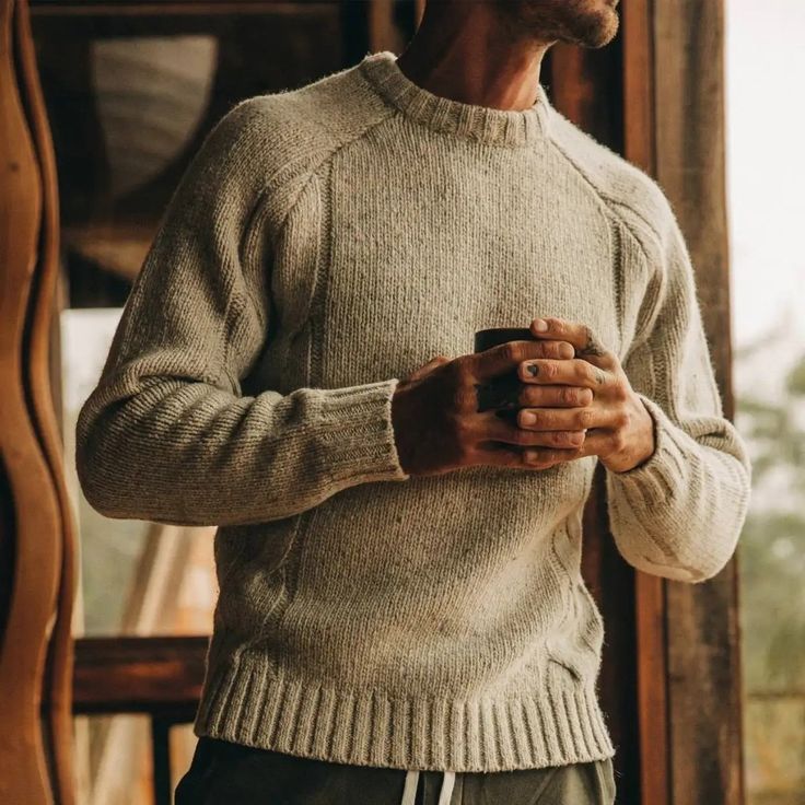 Men'S Vintage Knit Jacquard Crew Neck Sweater elevenforest