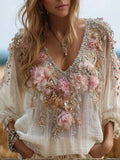 Ladies' Bouquet-like Romantic Casual Long-sleeved Top elevenforest