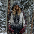 Comstylish Halloween Viking Tribal Celtic Skull Gradient Art Hoodie Sweater