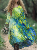 Art Painting Floral Women's Flowy Maxi Dress elevenforest
