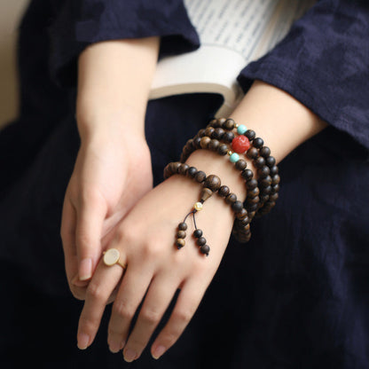 108 Beads Agarwood Wood Mala Bracelet for Meditation Peace