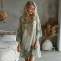 Vintage Marble Texture Collection Retro Bohemia Women Style Gradient Gilded Pattern Linen Dress elevenforest