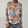 Comstylish Colorful Fox Print Women's Crew Neck Sweater
